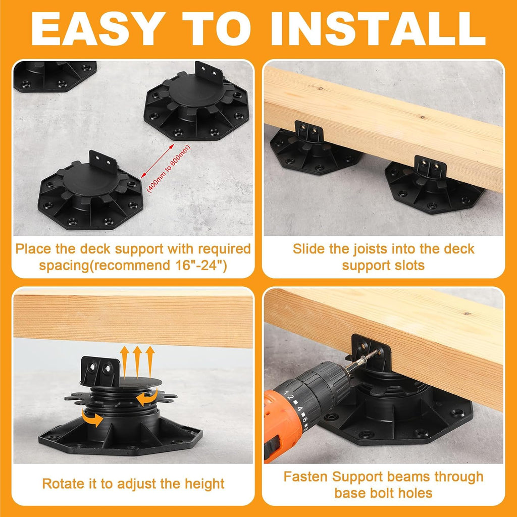 timtin 30 pack adjustable deck support pedestals, 1-3/16, side view