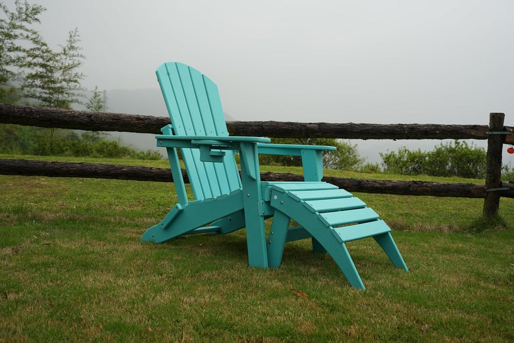 nevilywood HDPE Folding Ottoman, Adirondack Chair Footrest, Green