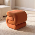 FOXHUNTER S Shape Modern Pouf Ottoman Vanity Stool, Velvet Orange