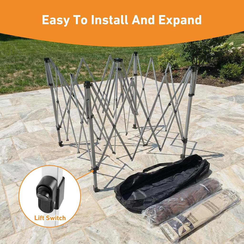 Covered Outdoor Pop Up Gazebo 11'x11' Canopy Tent, Outdoor Gazebo with Double Ventilated Roof, Waterproof UV Protection Pop Up Canopy with Mosquito Netting, Portable Party Tent with Backpack