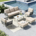 MFSTUDIO 7-Seat Rope Patio Furniture Set with Cushion