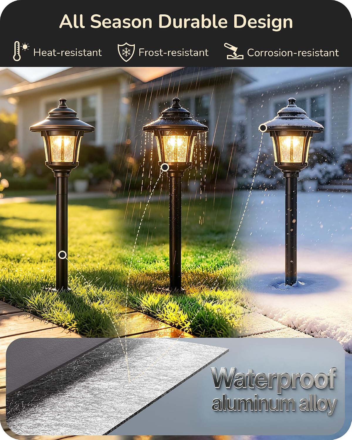 EDISHINE Low Voltage Landscape Lighting 12V 3W 120LM with Connectors 4 Pack