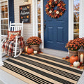 Striped Outdoor Rugs 3x5, Cotton Washable Fall Front Door Mat Decor