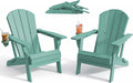 PLUUV Folding Adirondack Fire Pit Chairs Set of 2 with Cup Holder, Aruba