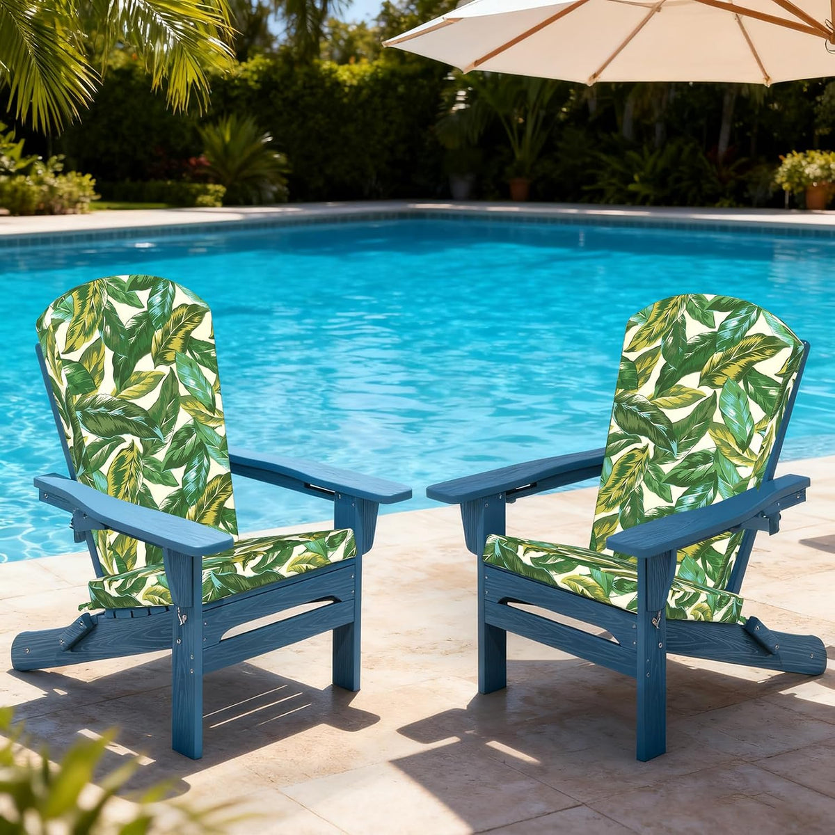 LVTXIII Adirondack Chair Cushions 48x20x2.5 Inch, Water Repellent, Fade Resistant, High Back Outdoor Rocking Chair Cushions for Patio Furniture, 2 Pack, Lush Leaf Jungle