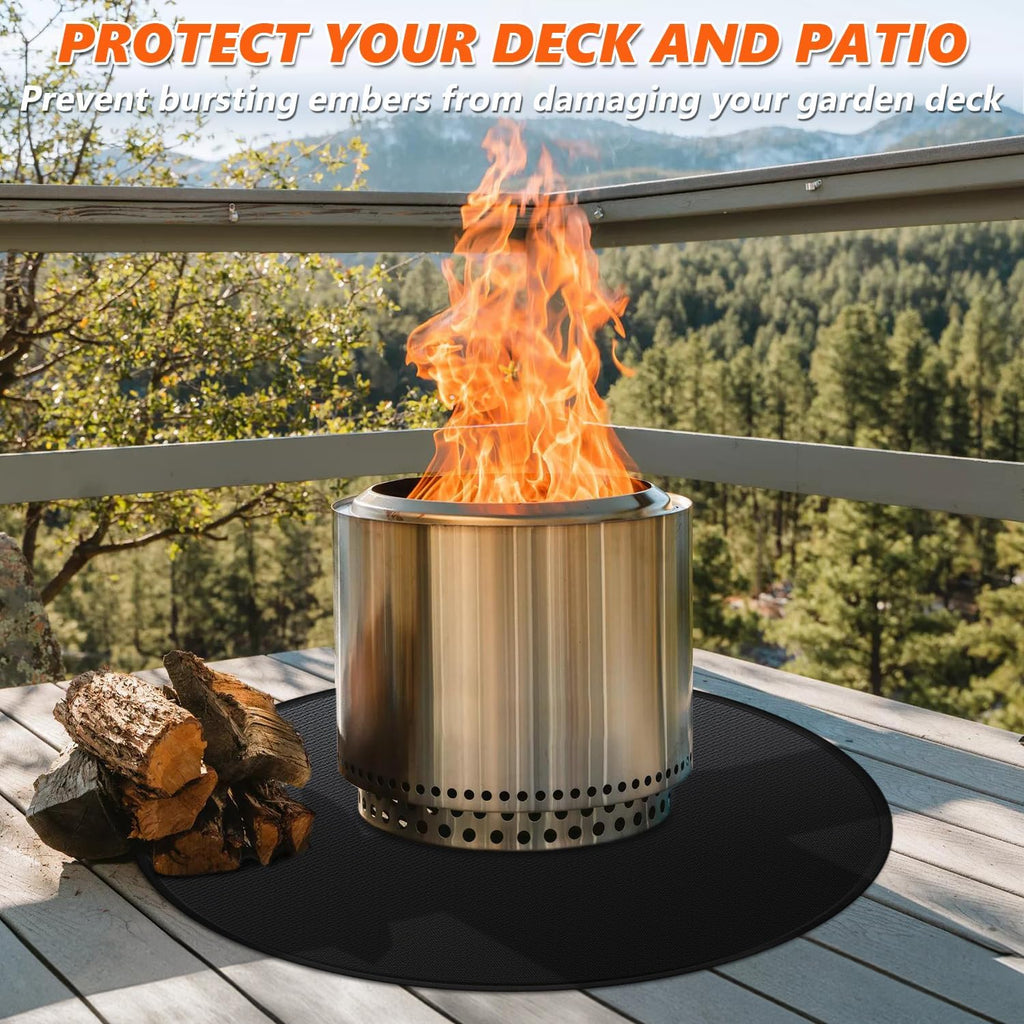 59" Fire Pit Mat for Solo Stove Bonfire, Double-Sided Fireproof Under Grill Mat Deck Patio Protector Pad, Round BBQ Mat for Solo Stove Accessories, Easy to Clean, Reusable