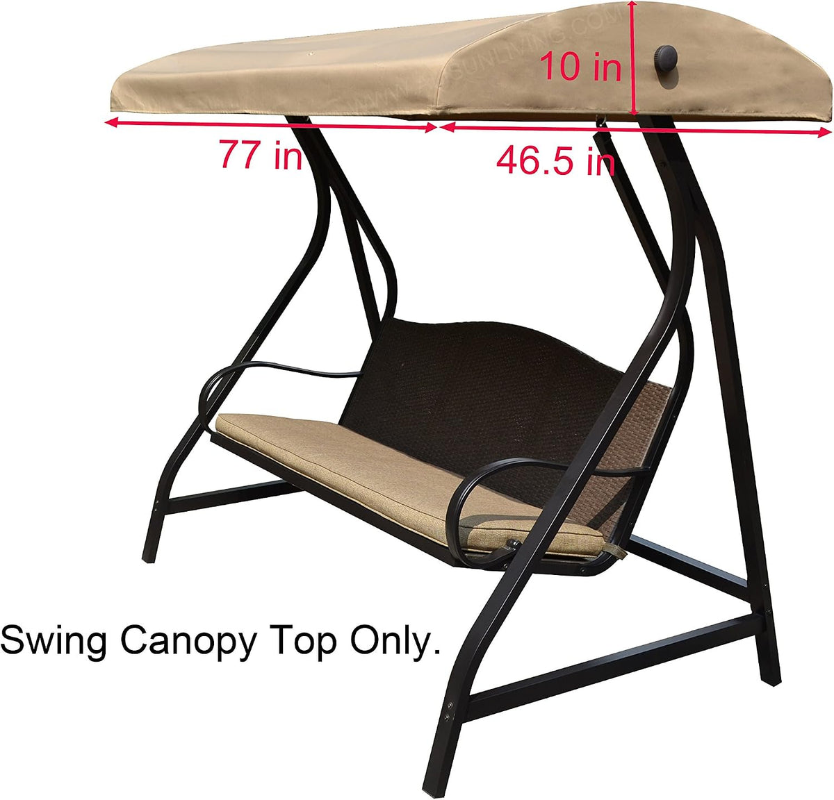 alisun replacement canopy top for gt porch swing, close-up detail