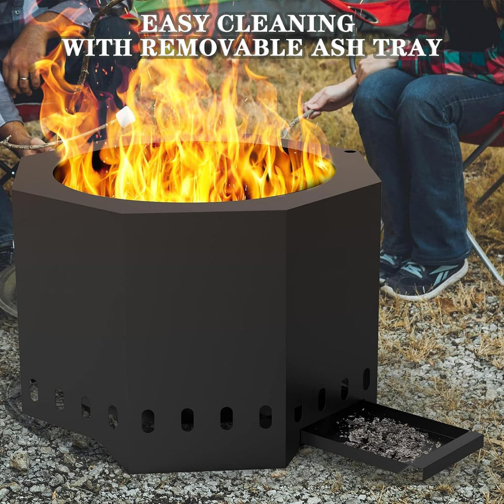 24" Modern Smokeless Fire Pit, Large Wood Burning Firepit, FP013
