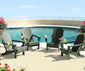 SERWALL Folding Adirondack Chairs Set of 4,Patio Chair with Cup Holder-Army