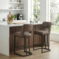 Usaint 25" Counter Height Faux Leather Bar Stools Set of 2, Dark Brown