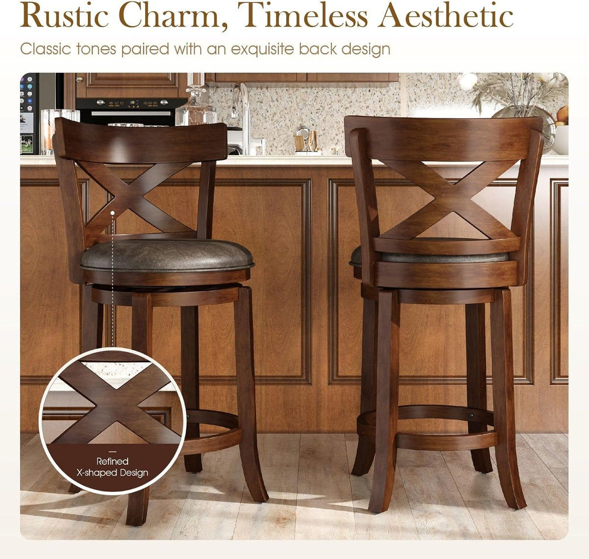 Sophia & William 26 Inch Swivel Bar Stools Set of 4, Counter Height Stools