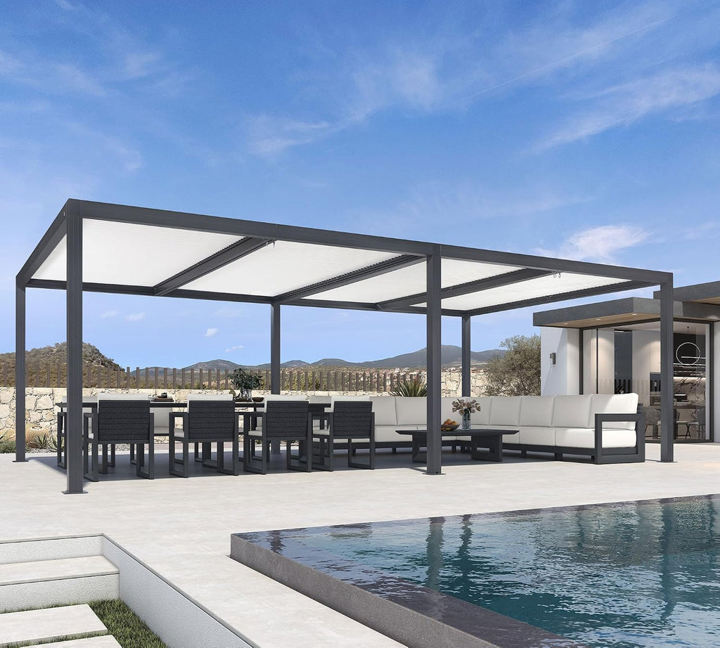 PURPLE LEAF Outdoor Pergola 14' x 24' Hardtop Pergola w/Independent Roof