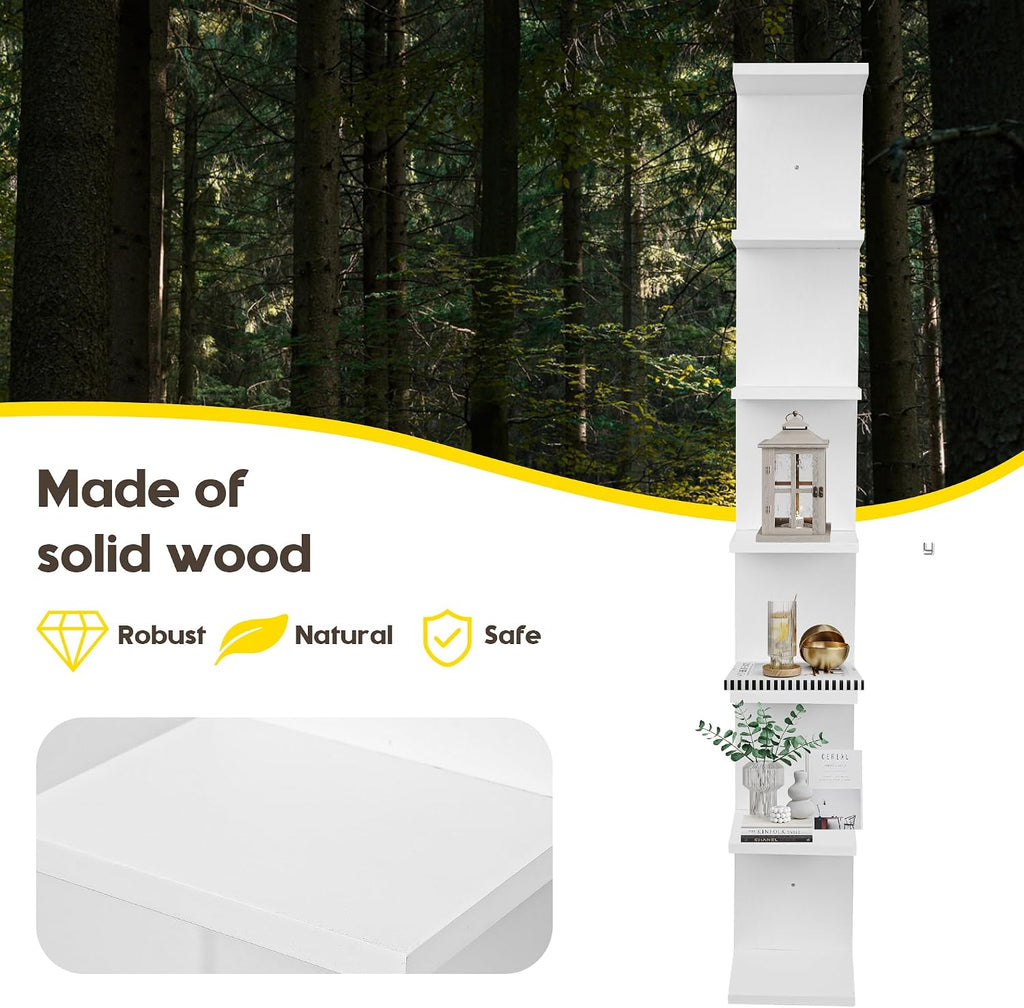 7 Tier Wall Shelf Unit,Vertical Column Floating Storage Home Decor Organizer,Lack Wall Shelf for Bedroom,Living Room,Office Decor-White -1 Pack
