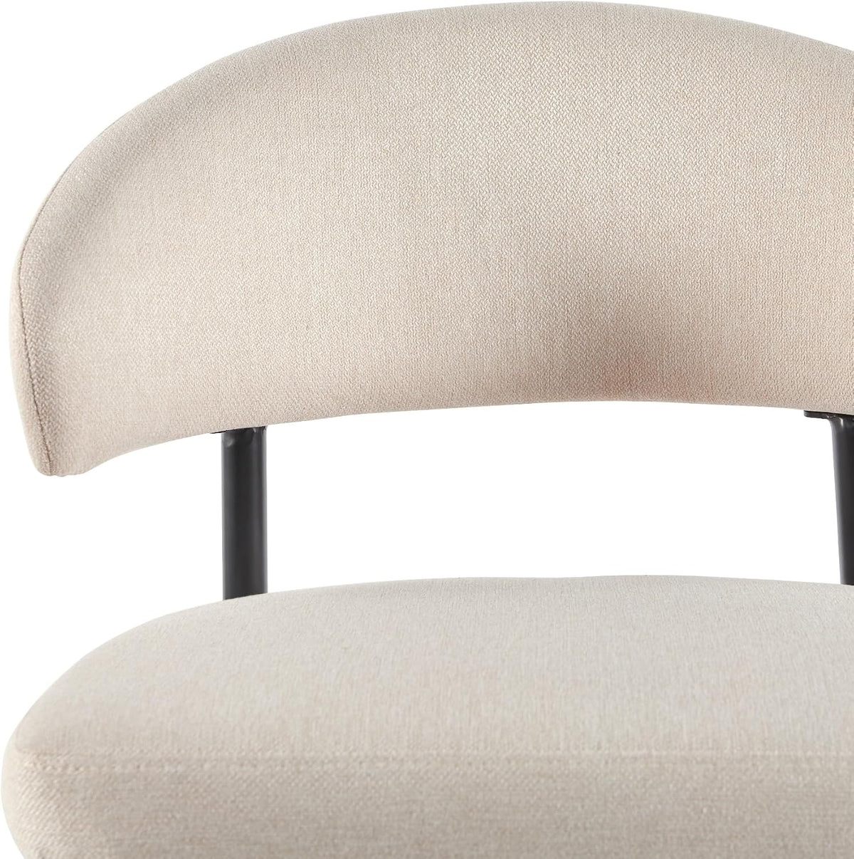 Walker Edison Modern Curved Back Upholstered Dining Chair with High-Performance Woven Upholstery and Powder Coated Steel Base, 2pk, Ivory