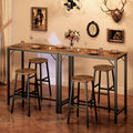 HOOBRO Bar Table with Charging Station, Rectangular Pub Table, High Top Coffee Table, Counter Bar Height Table, Narrow Long Dining Table, 35.4" L x 15.7" W x 35.6" H, Rustic Brown and Black BF90UBT01