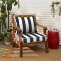 LVTXIII Outdoor Deep Seat Cushion Patio Seat and Back Cushion Set Seasonal Chair Cushion with Removable Cover and Adjustable Buckle for Home and Garden, 24"x24"x4", Cabana Black