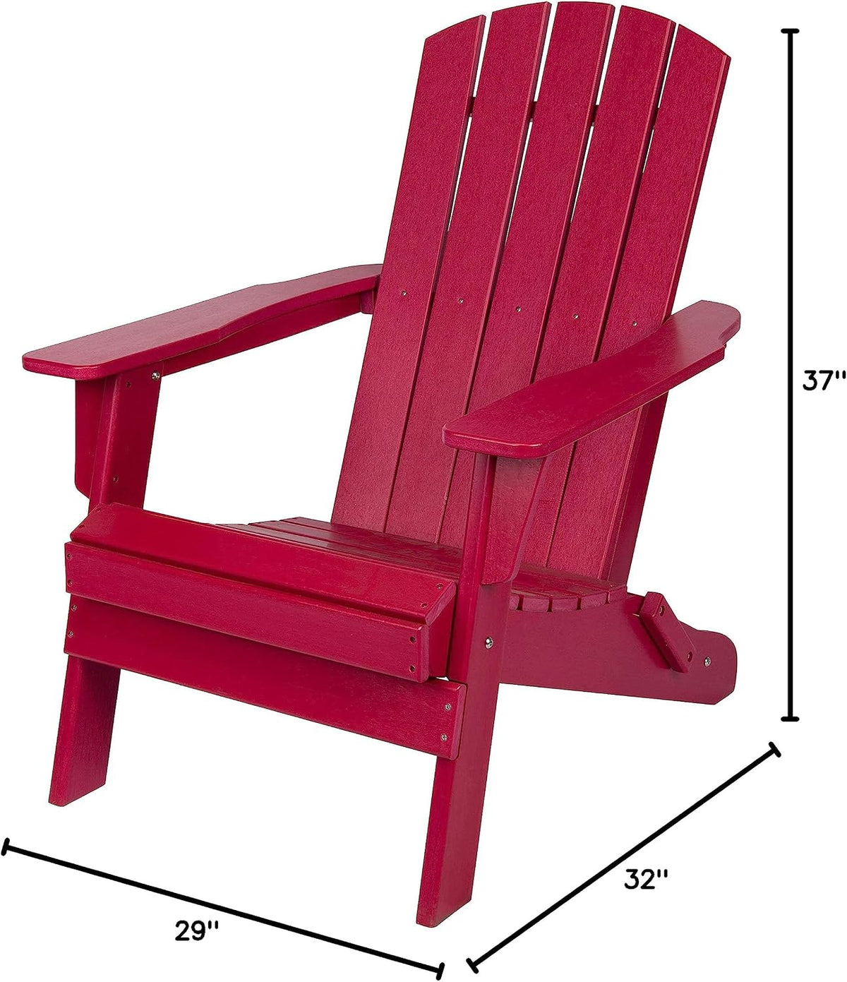 Shine Company 7626CP Seaside Mid-Century Modern Folding Plastic Adirondack Chair | Durable Resin Composite Fire Pit Chairs – Chili Pepper