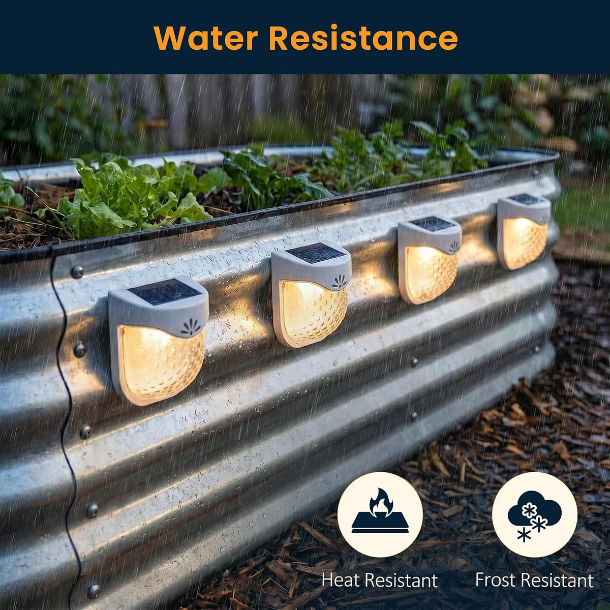 Solar Outdoor Garden Lights, Waterproof LED Deck Lighting 3000K, Gray
