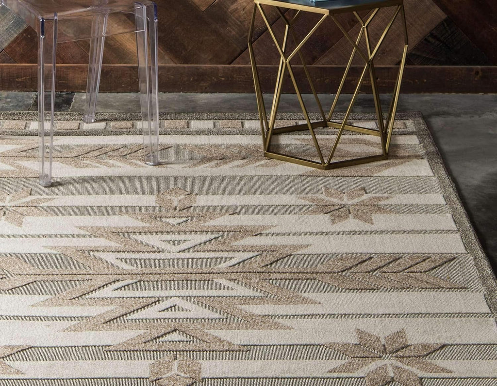 Unique Loom Outdoor Modern Collection Area Rug - Albuquerque (5' x 8' Rectangle, Beige/ Brown)