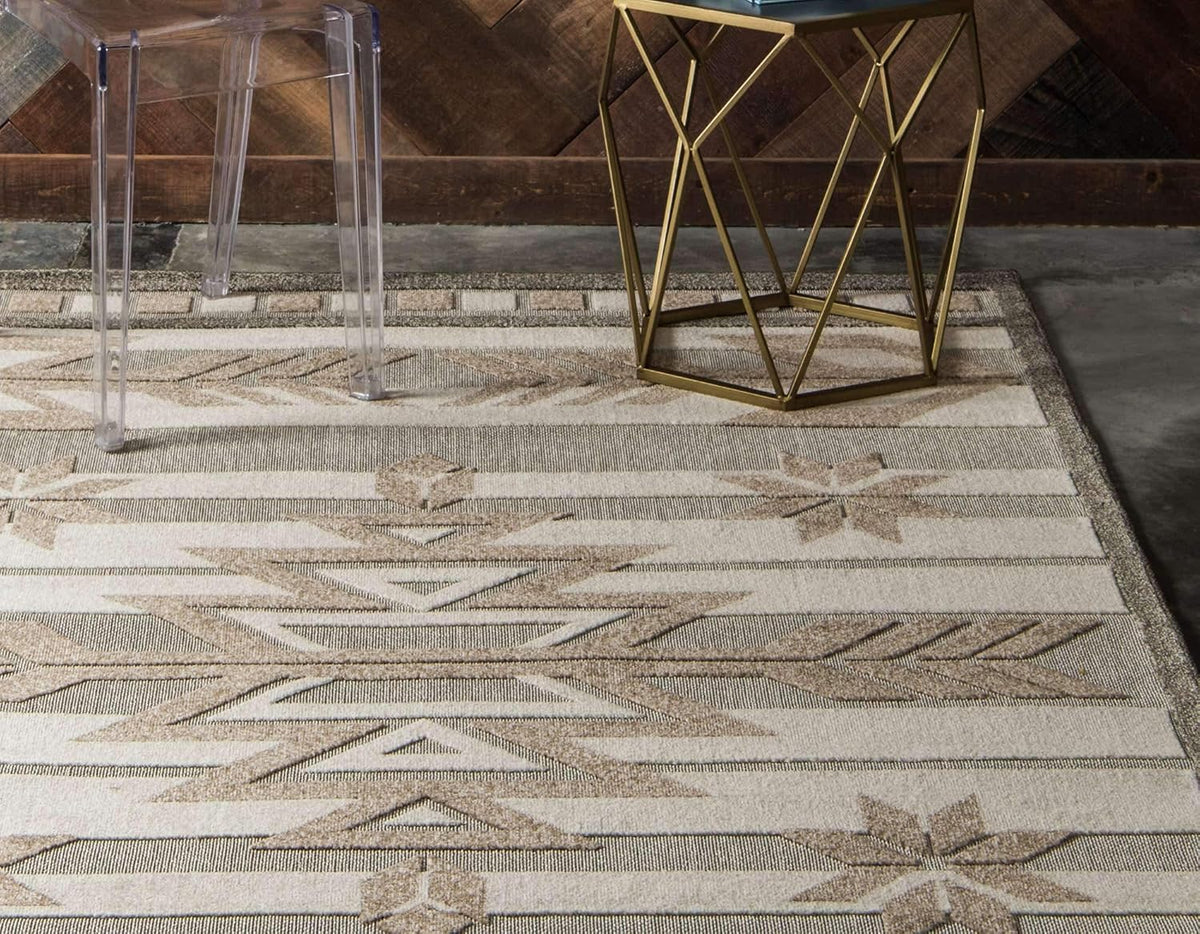 Unique Loom Outdoor Modern Collection Area Rug - Albuquerque (5' x 8' Rectangle, Beige/ Brown)