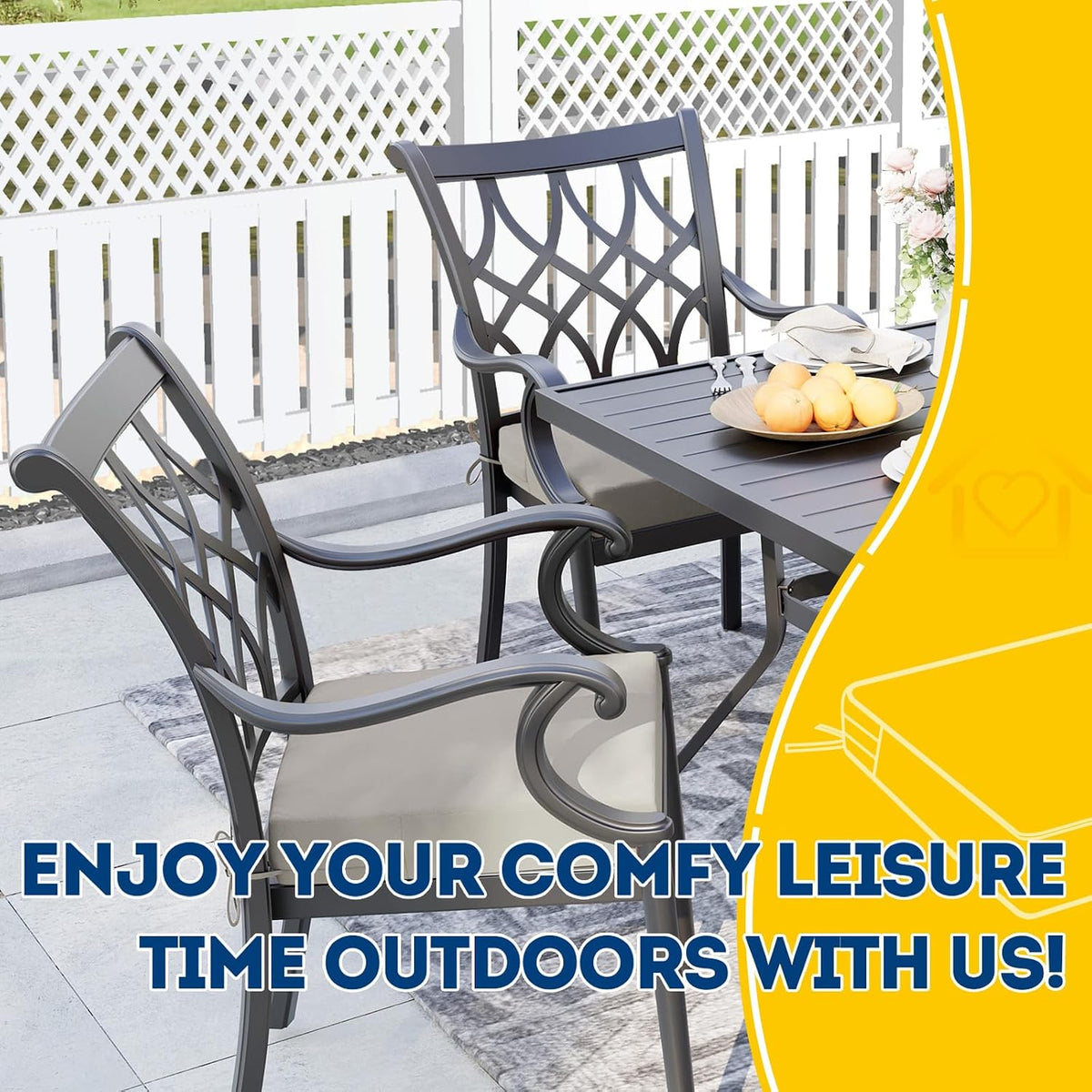 AAAAAcessories Outdoor Chair Cushions, 20 x 20 x 3 inches, Set of 2