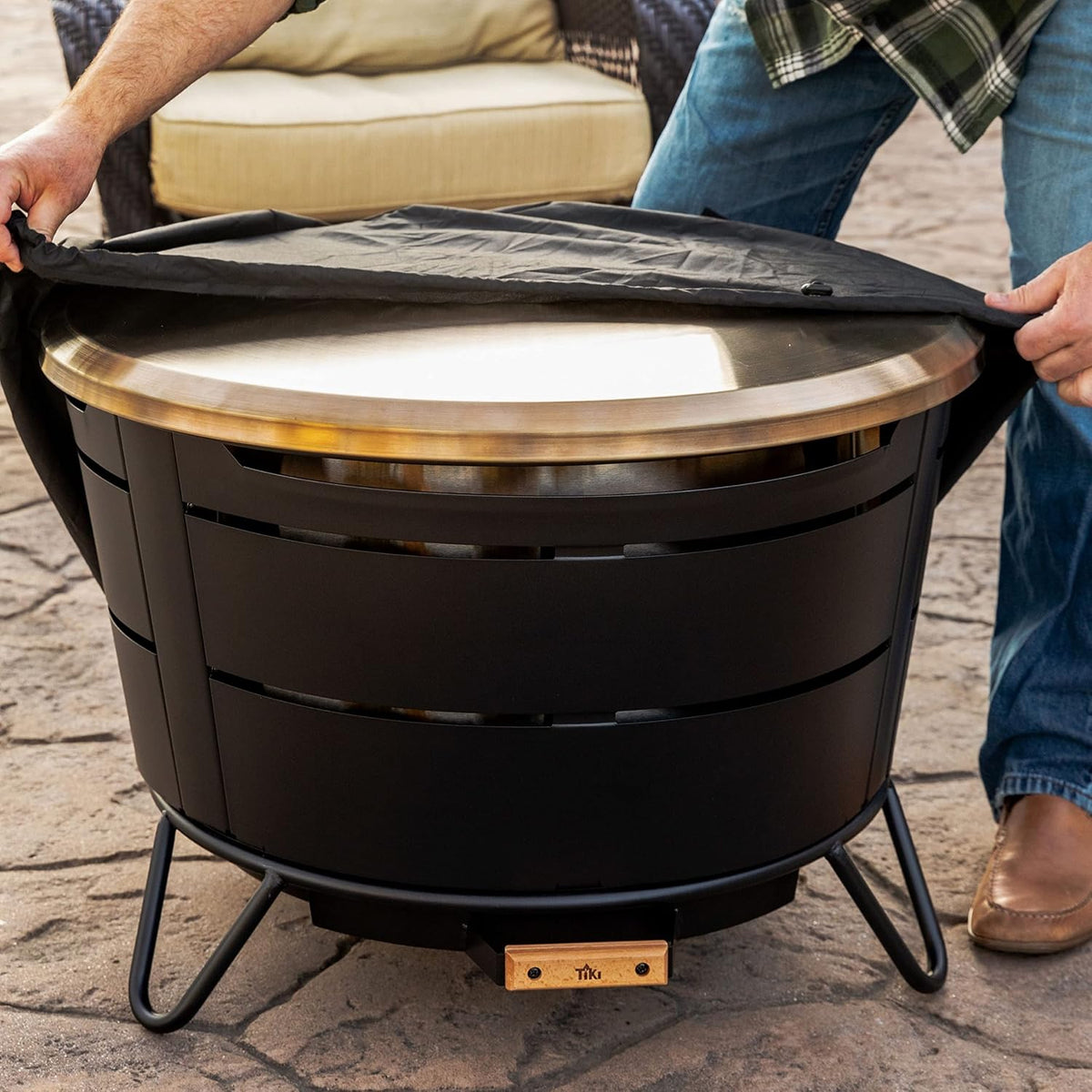 TIKI Reunion Tabletop Fire Pit Accessory Set Stainless Steel Outdoor