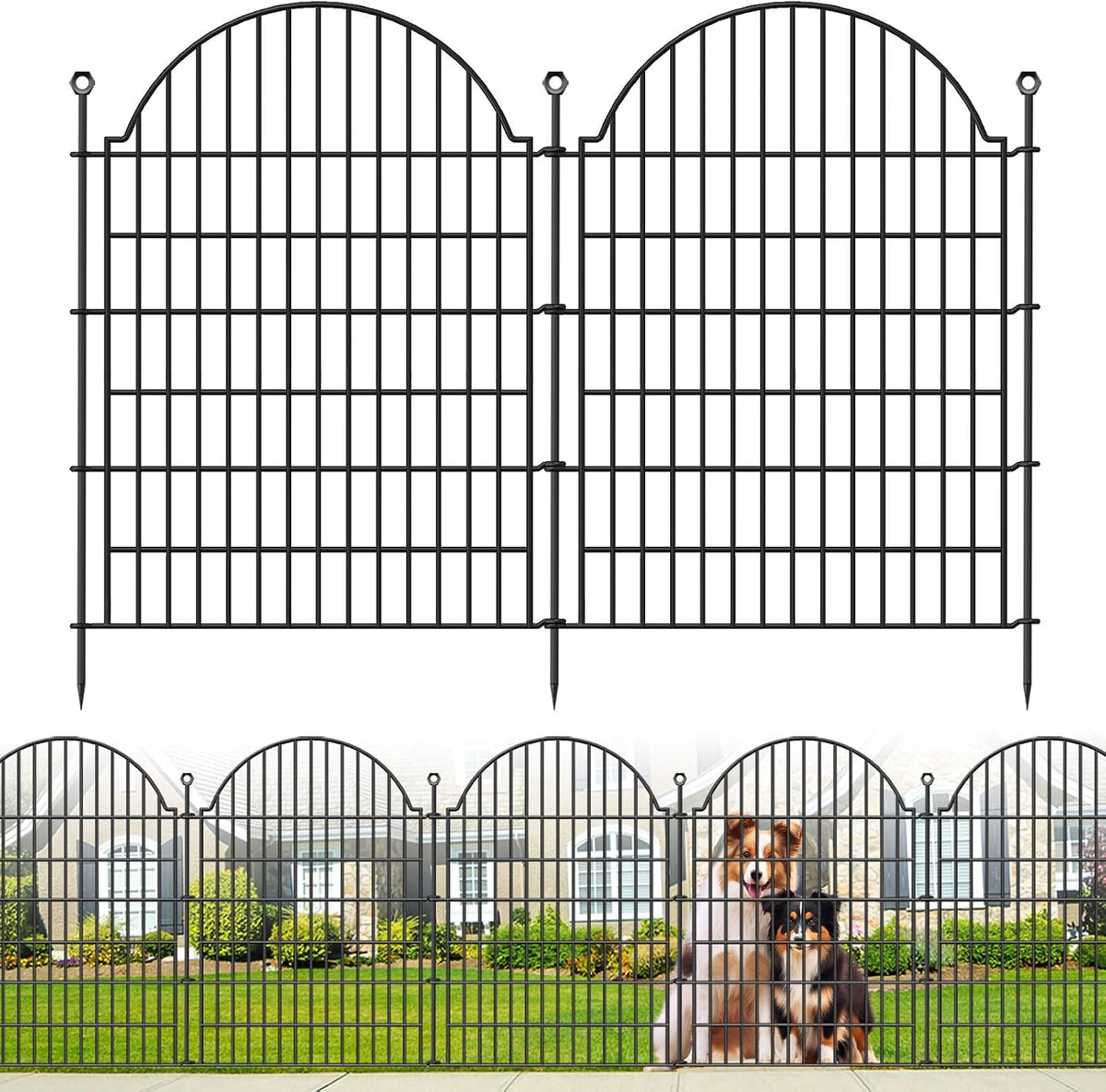 10 Panels No Dig Decorative Outdoor Garden Fence, 40in (H) x23.6ft (L)