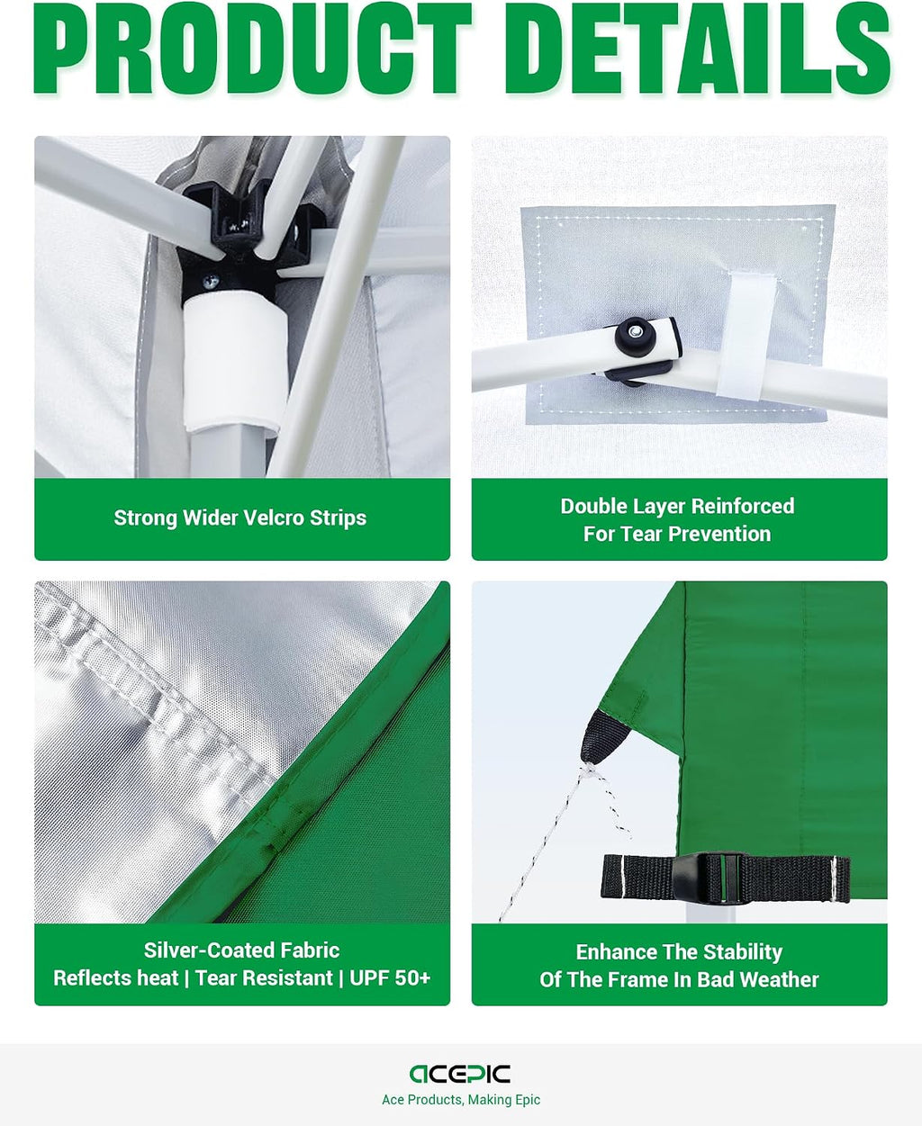 acepic upgraded 10x10 canopy replacement top with air, package contents