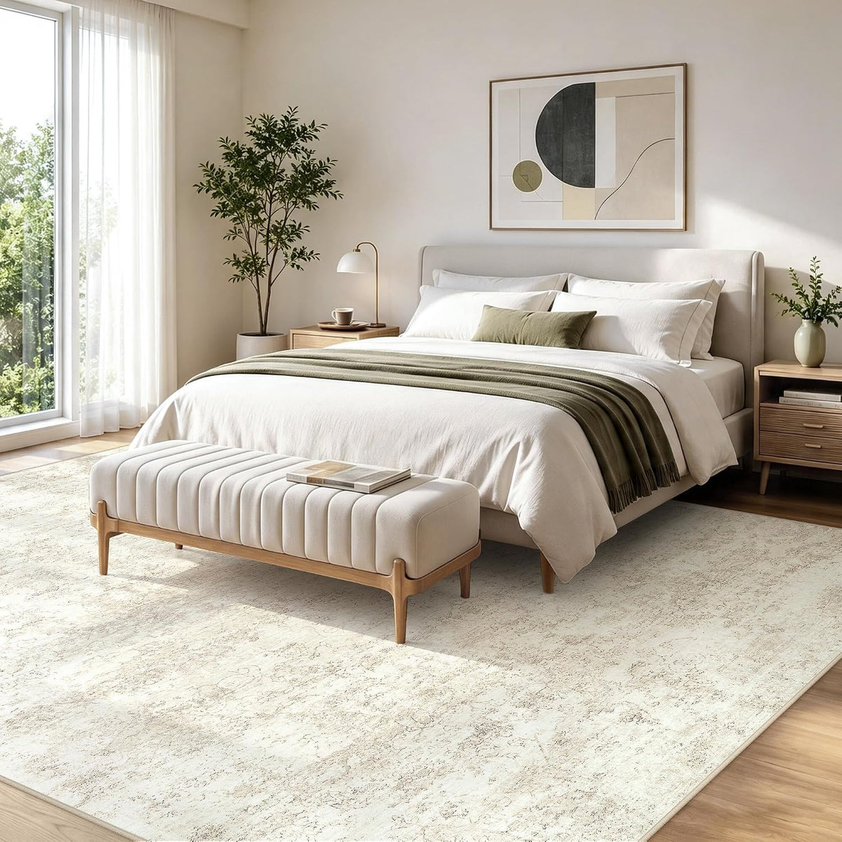 9x12 Area Rugs for Living Room Large Washable Beige Carpets for Bedroom