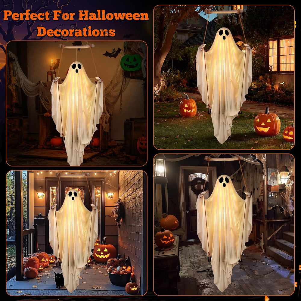 Halloween Decorations Outdoor - 5FT Hanging Swing Ghost with Remote Control