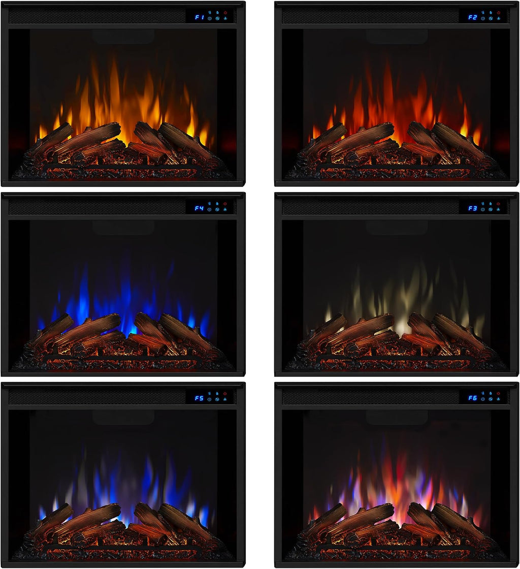 Real Flame Silverton 48” Electric Fireplace with Mantel for Living Room or Bedroom, Replaceable Fireplace Insert Heater, Realistic Log and Flame Effect, Remote Control, Timer, White