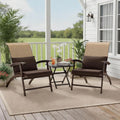 3 Piece Patio Furniture Set, Foldable Textilene Bistro chairs, Metal Table