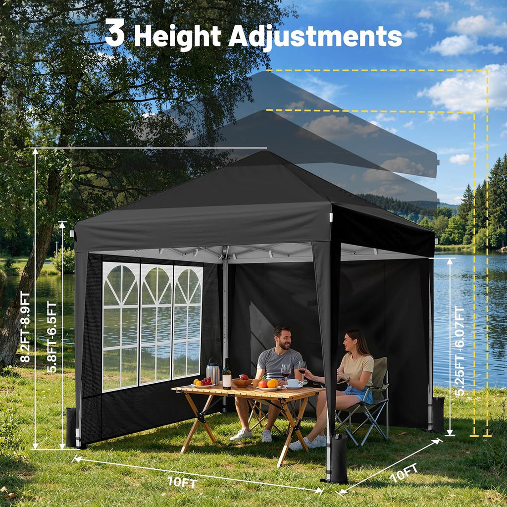 driftalia 10x10 pop up canopy tent with 4, side view
