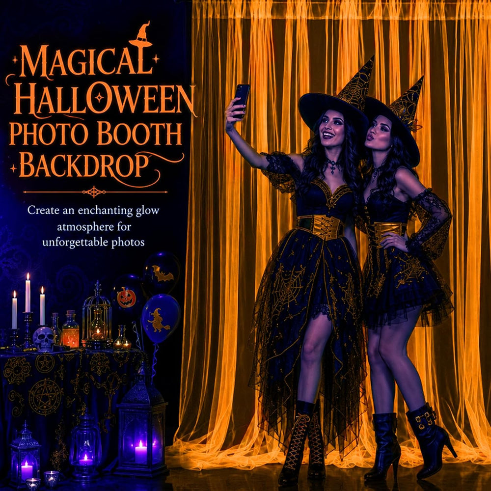 Mega-L Halloween Decorations, 3 Pack Halloween Tulle Backdrop Curtains