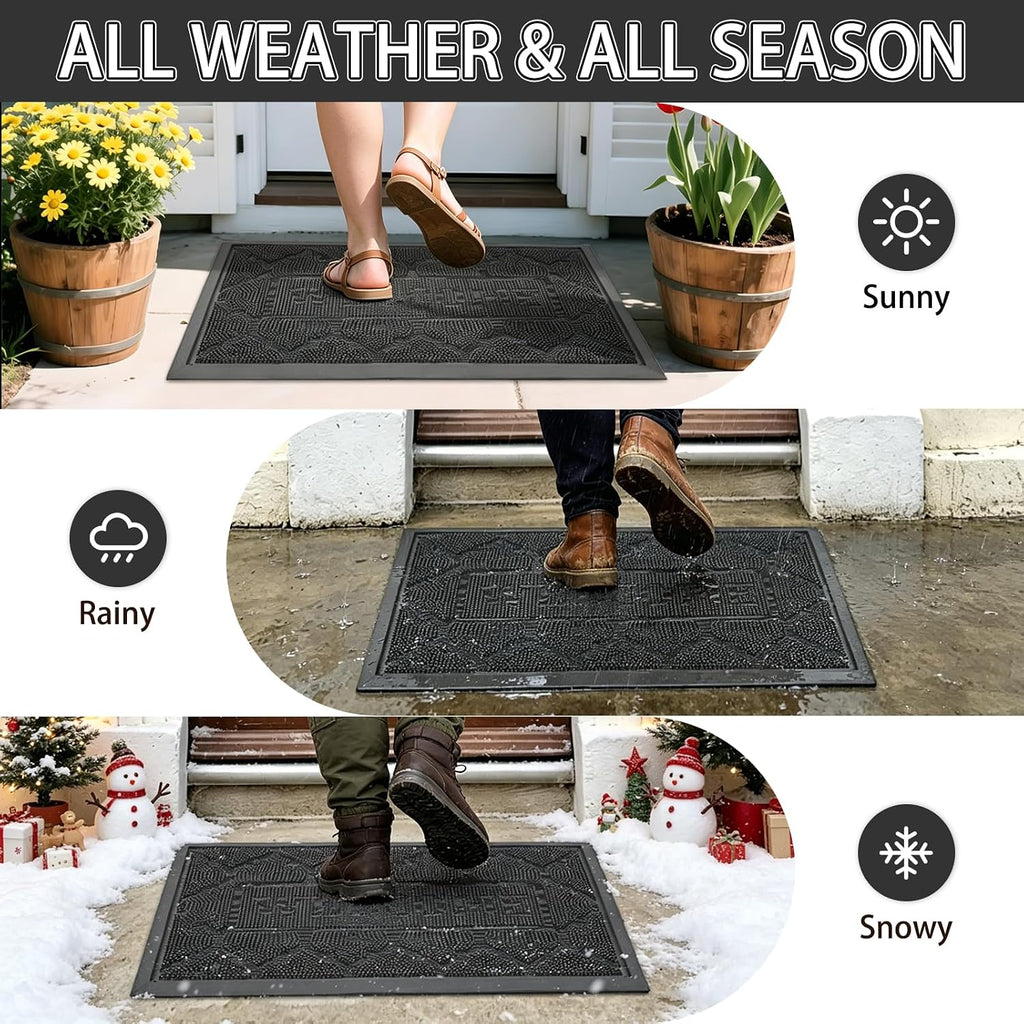 FRAMICS Front Door Mat Outside Entrance, Rubber Door Mats Welcome 24"x36"