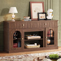 IRONCK TV Stand for 65 Inch TV with Charging Station, Walnut Brown