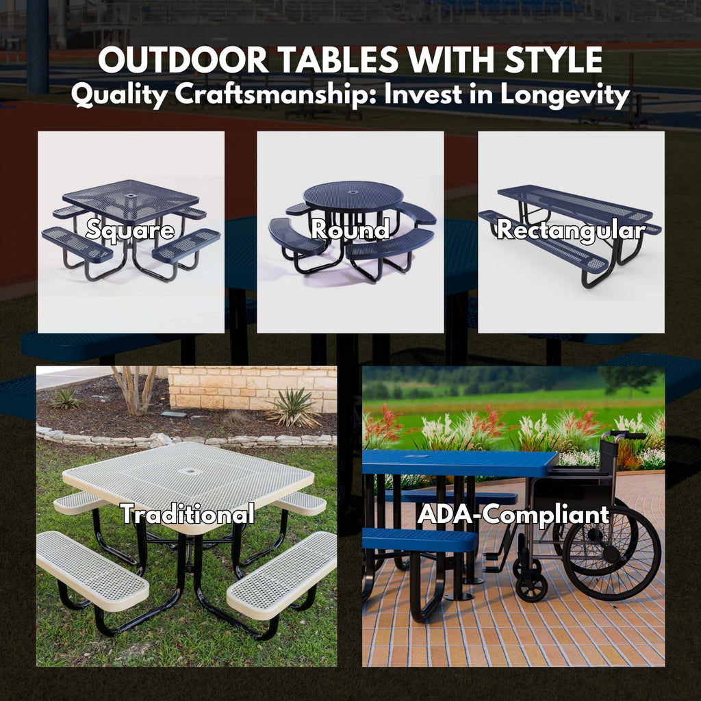 COATEDOUTDOORFURNITURE 46In Square Picnic Table, Expanded, Red