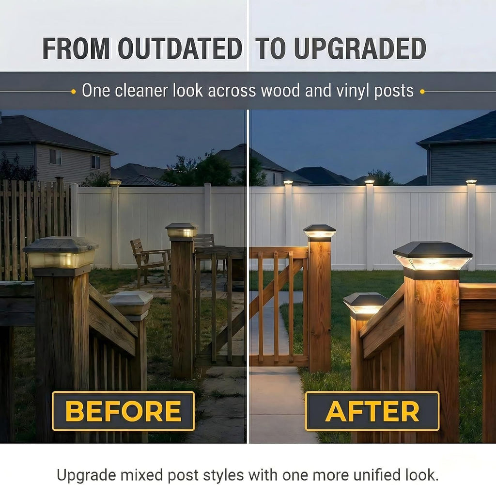 T-SUN Solar Post Cap Lights 12 Pack, 2 Modes Fence Post Solar Lights Black
