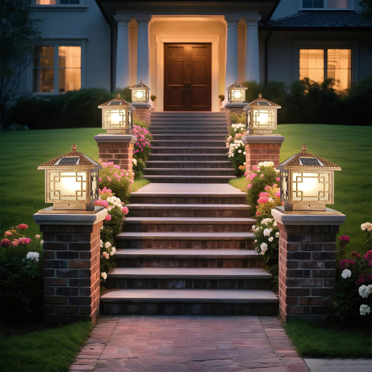 Solar Post Lights Outdoor Waterproof Gate Post Mount Lights with Solar LED