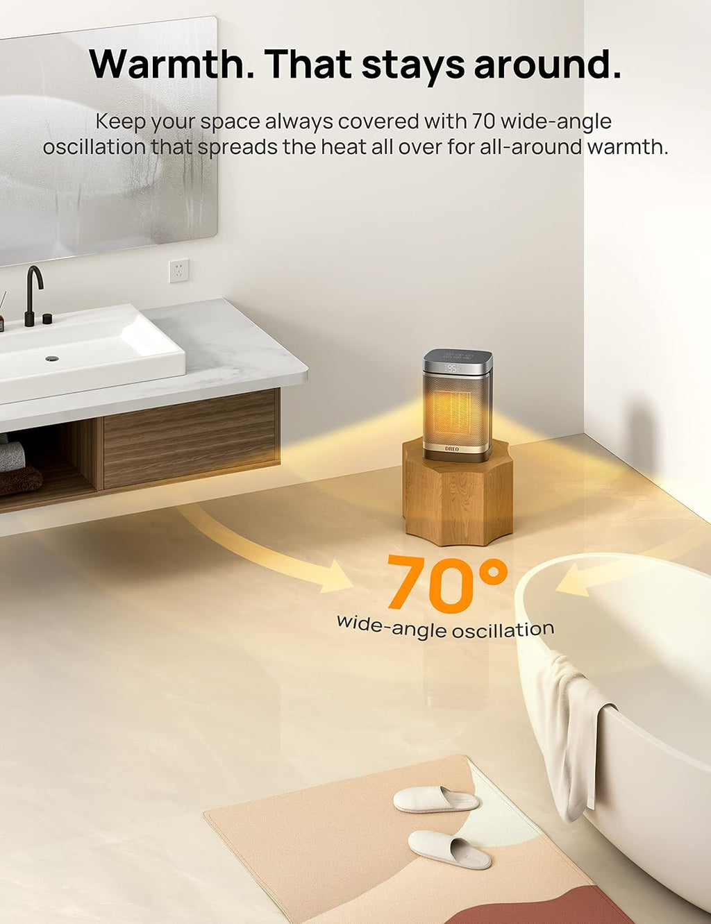 DREO Space Heater for Bathroom and Indoor, Safe and Quiet Portable Heater