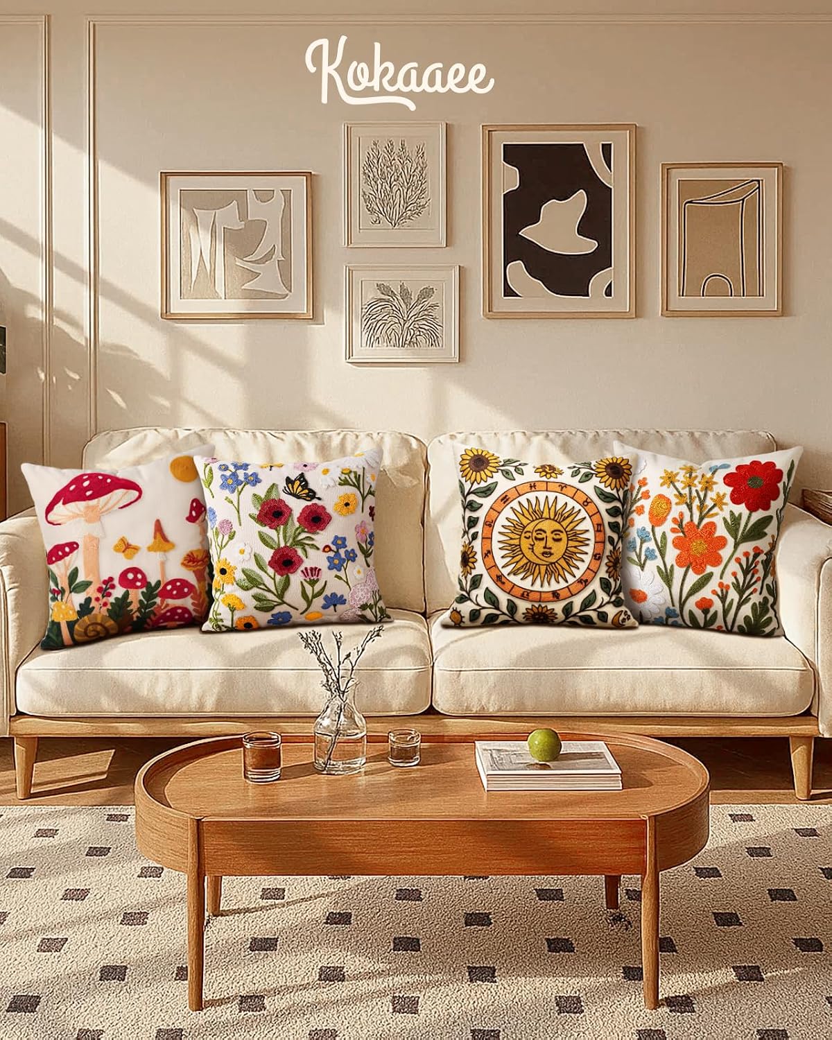 embroidered throw pillow covers 18x18 inch, 2pack, flower, package contents