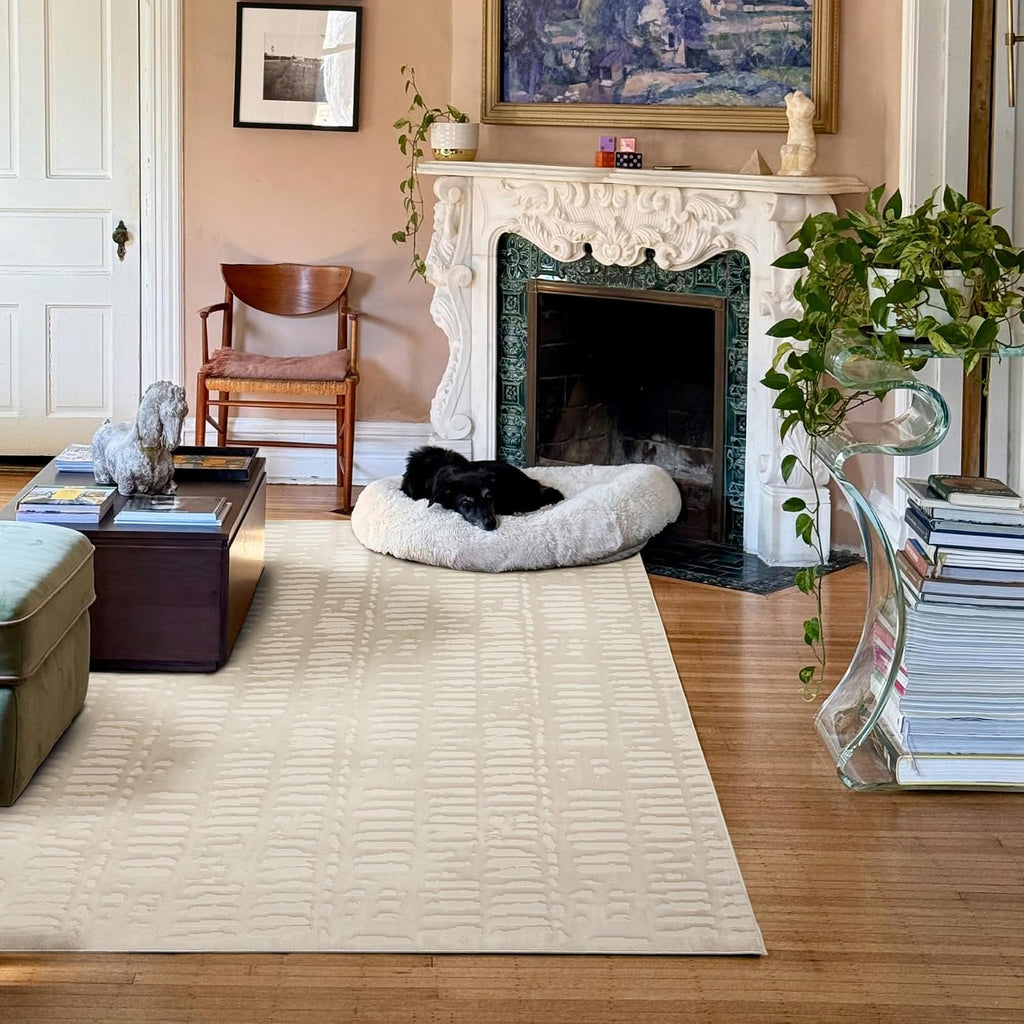 Revival Rugs Shell 8'x10' Area Rugs - Washable, Medium Pile, Beige, Cream