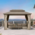 PURPLE LEAF Outdoor Hardtop Gazebo 8' x 12' Champagne Aluminum Structure