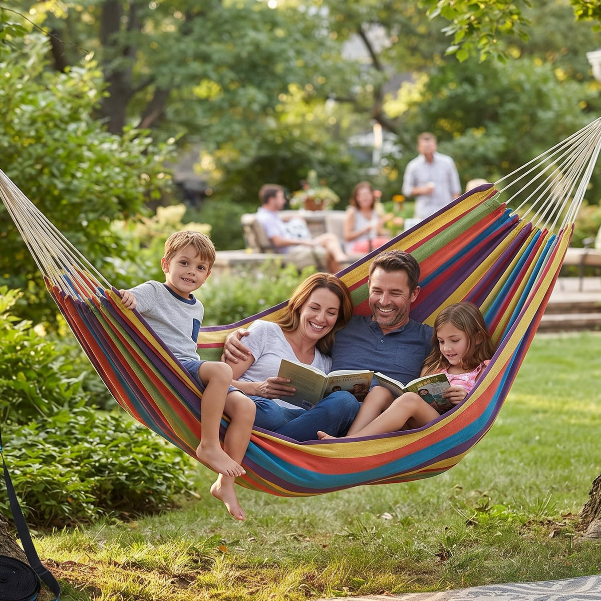 PNAEUT Family Hammock for Outside, 2 Person Tree Hammock for Stand