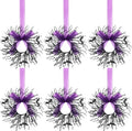 Suncalla 6 Pack Mini Halloween Cabinet Wreaths 9.8 Inch with Purple Ribbon