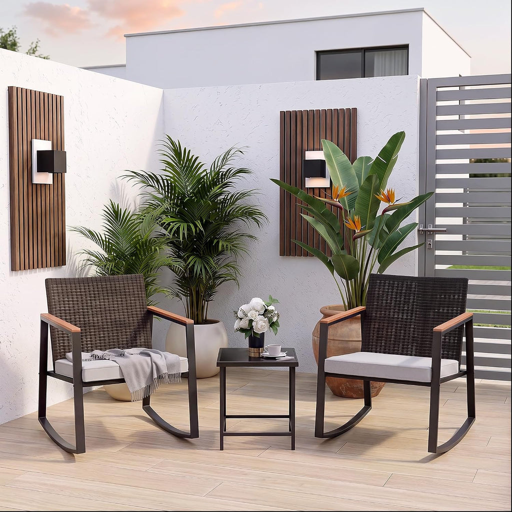 Gizoon 3 Pieces Rocking Patio Bistro Set