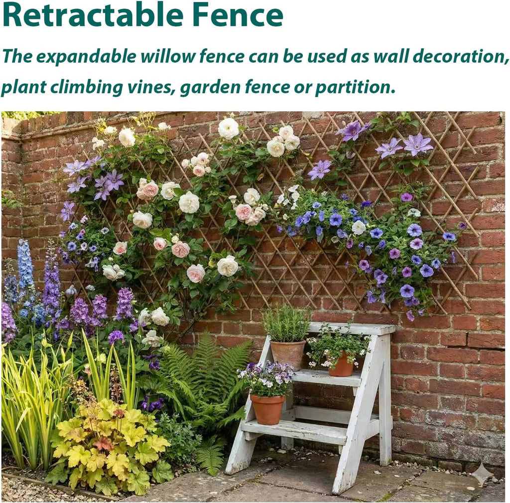 natural willow lattice 2 pack, willow expandable fence, package contents