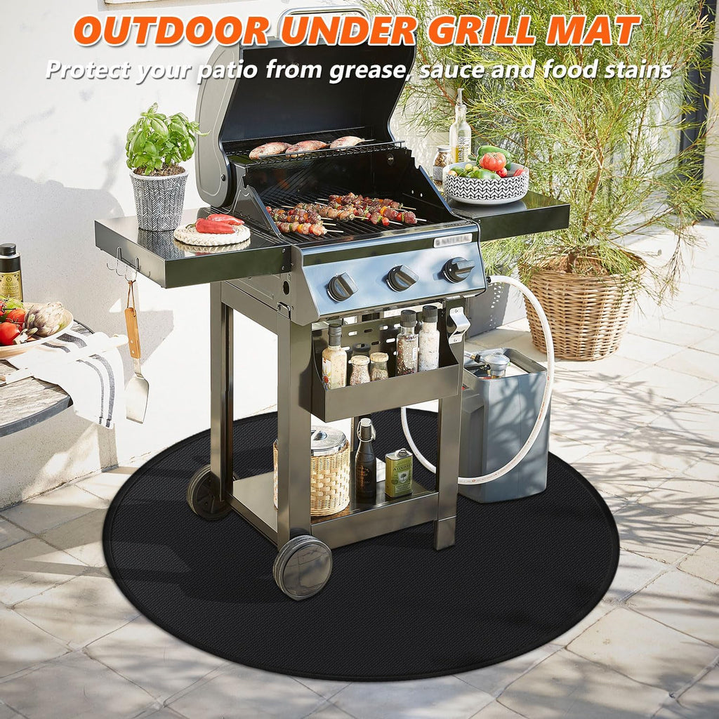 59" Fire Pit Mat for Solo Stove Bonfire, Double-Sided Fireproof Under Grill Mat Deck Patio Protector Pad, Round BBQ Mat for Solo Stove Accessories, Easy to Clean, Reusable