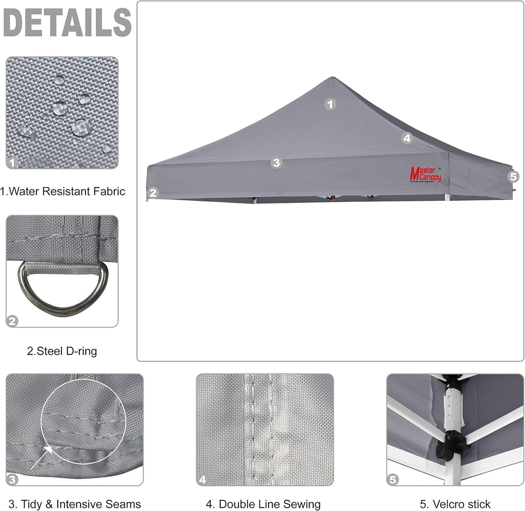mastercanopy 10x10 replacement pop up canopy top for, side view