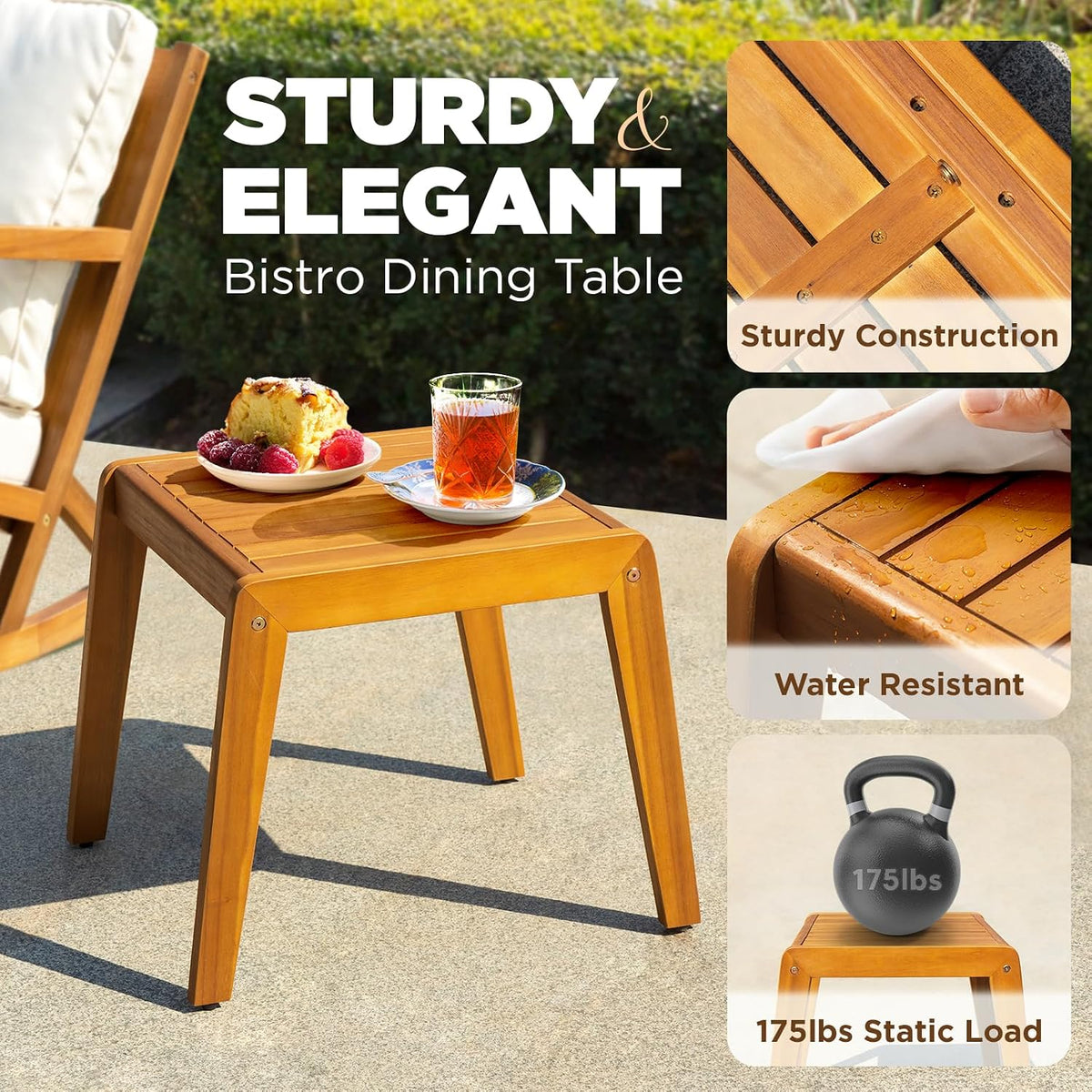 IDZO Outdoor Conversation Rocking Chairs, 3-Piece Patio Bistro Set, 400 lbs